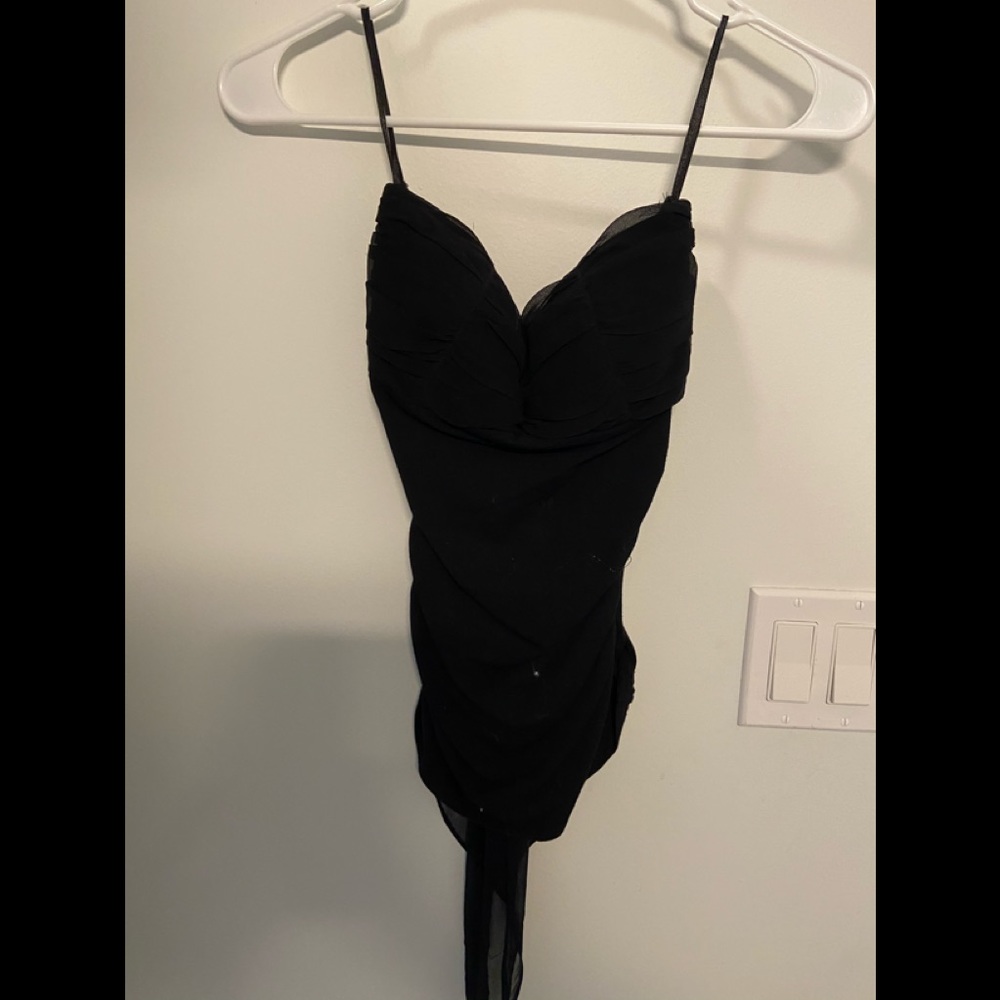 Silk tube top w tie in the back